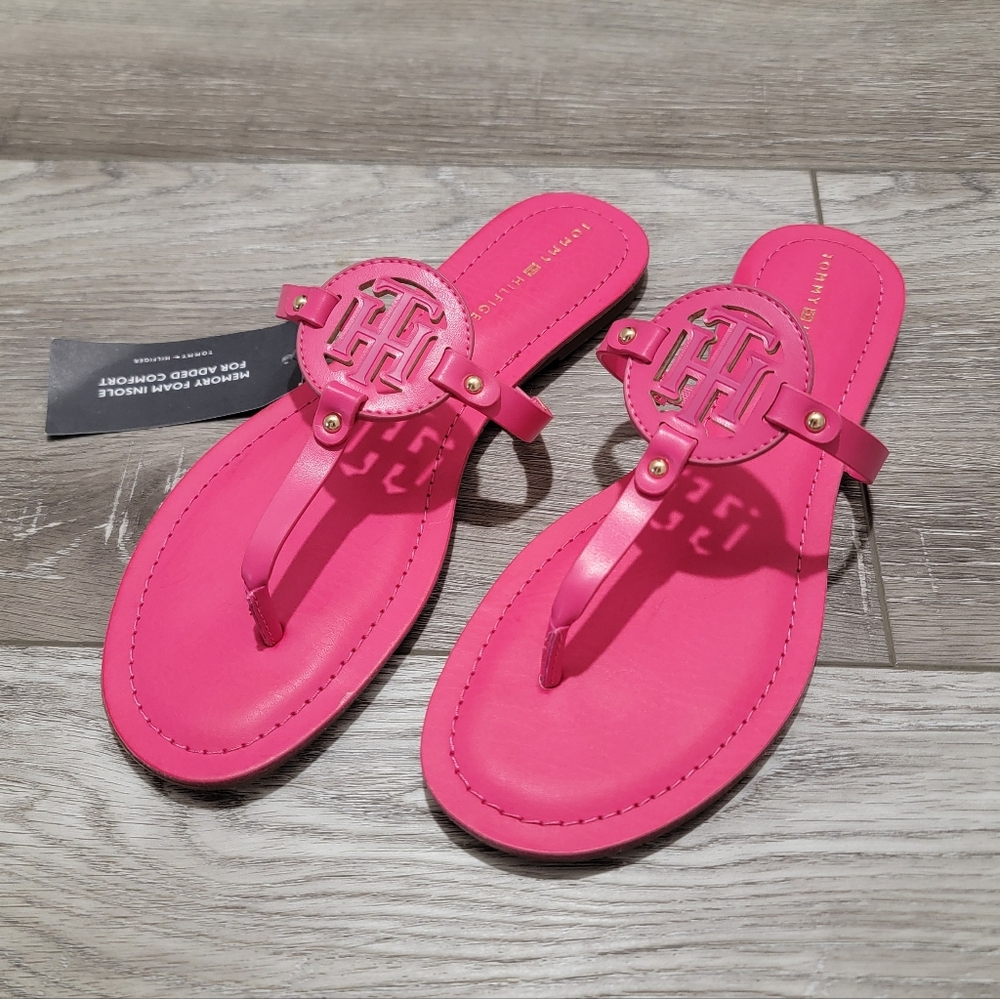 Tommy Hilfiger Pink Logo Thong Sandals